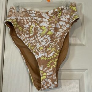NEW WITH TAGS aerie high waisted bikini bottom, high cut, flower pattern